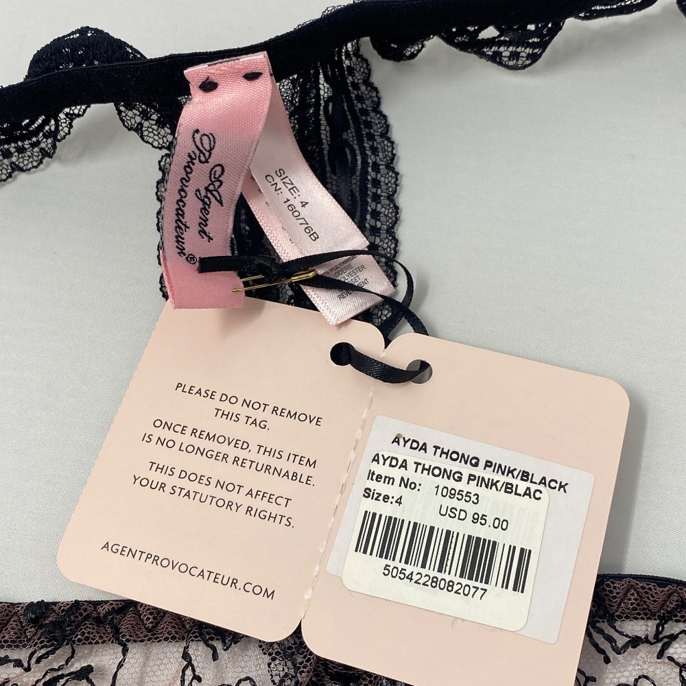 Agent Provocateur Ayda Pink Black Thong NWT - Picture 8 of 8